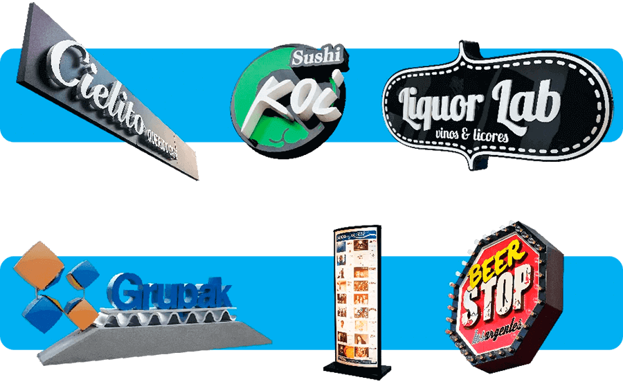 Multiples anuncios luminosos letreros 3d cajas de luz letreros luminosos iluminados - Anuncios Luminosos De México ALUMEX