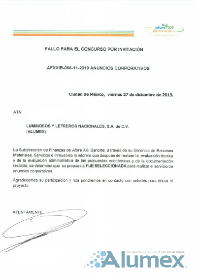 Carta Recomendación OfficeMax - Anuncios Luminosos México ALUMEX